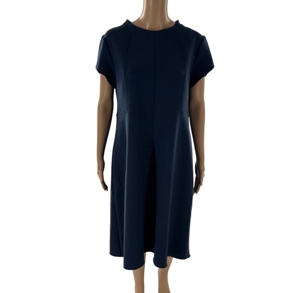 Piazza Sempione Blue Virgin Wool Short Sleeve Shift Dress - Picture 2 of 10